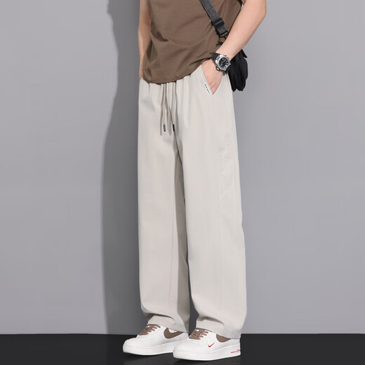 
Chen Tang pants men's summer ice silk loose casual pants men's casual pants men's straight pants breathable large size trousers work pants CJ6636 khaki 4XL