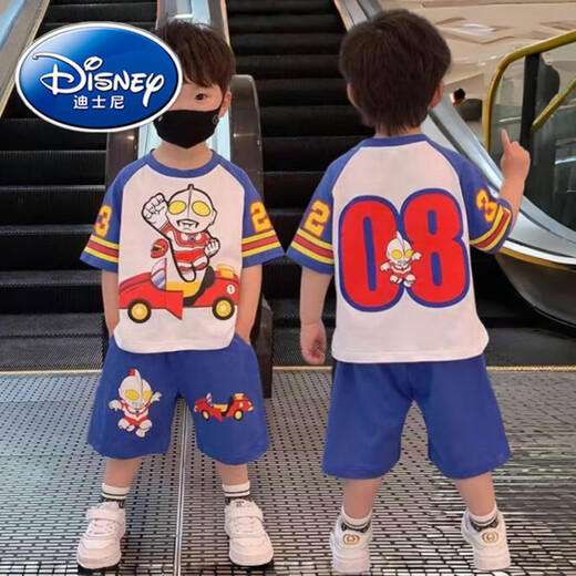迪士尼（Disney）儿童奥特曼衣服2025夏季新款男童短袖t恤短裤套装男孩卡通两件套 太空人-灰色-1047. 110建议100-110cn 均码