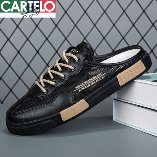 Cartelo Half Slippers Men usa zapatos casuales de conducción de ropa sin deslizamiento sin deslizamiento para el verano Pedal sin tacones Baotou Sandals XJC-826 metros Verdes 40