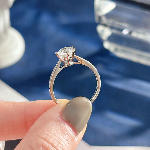 IDC Henan artificially cultivated diamond 18K gold diamond ring Starlight six-claw wedding platinum 1 carat ring engagement Valentine's Day PT950 platinum D color/VVS/NGIC certificate 30 points heavy gold version