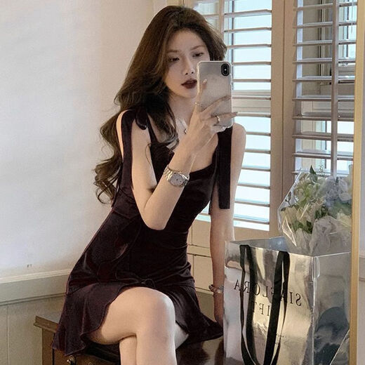 欲动2025新款夜店连衣裙性感女装气质套装夏季辣妹荷叶边技师工作服 【红色 】 带胸垫 L 建议【105-115斤】