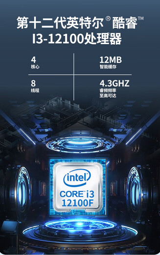 华硕（ASUS）  英特尔酷睿i3 12100集显 商祺家用办公企业采购游戏台式电脑主机商用设计师电脑DIY组装机 配置三:i3 12100+16G+1000G 单主机