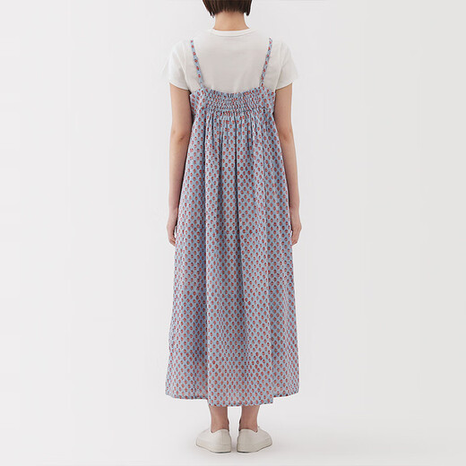 无印良品（MUJI）女式 雕版印染 吊带连衣裙女装裙子长裙夏季25年纯棉BC2LRA5S 红色图案 S (155/80A)