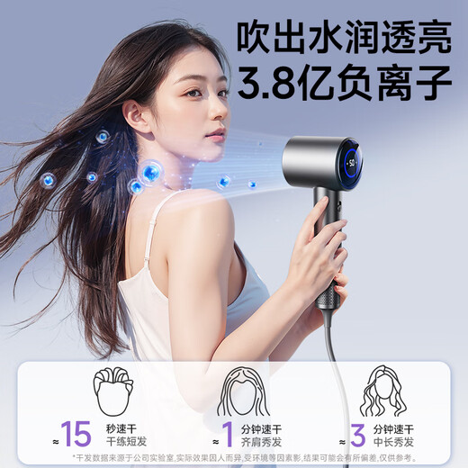 VTT Germany hair dryer household mute negative ion high power non-damaging hair care high-speed hair dryer student dormitory barrel drying hair quick-drying portable birthday gift digital display starry sky silver ultra-high-speed dry hair care + strong wind noise reduction + ten years of only replacement without repair