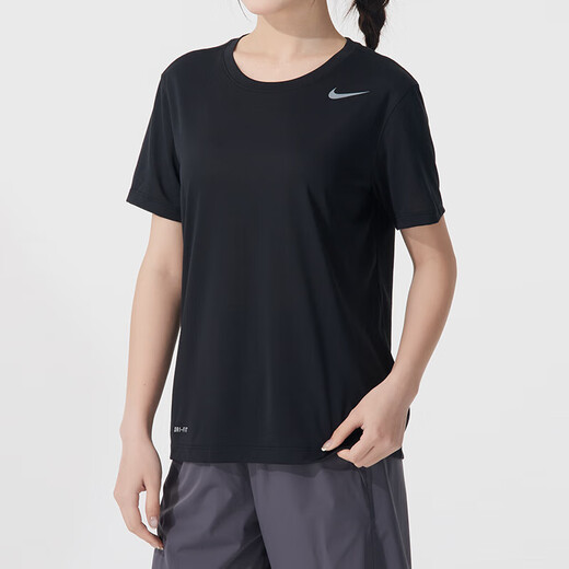 Nike (Nike) Frauen mit Kurz trocknen Sportanzug 2025 Sommer Running Fitness Training Anzug Trendy Jersey Casual Clothes Black Kurzärärmelte T-Shirt + Shorts s s
