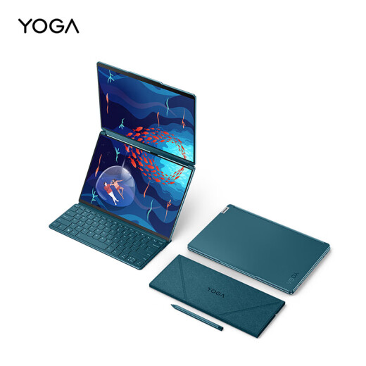 Lenovo Yoga Libro 9i Flip Dual Screen Touch Comercial de alta gama Notebook delgada y ligera, opcional Ai Yuanqi 13.3 pulgadas Flip Flip Cortap portátil i7-1355u 16g Memoria 1T Estado sólido 丨 Mist Sea Blue 2.8K Pantalla de protección de ojo Oled [incluido el estilo]