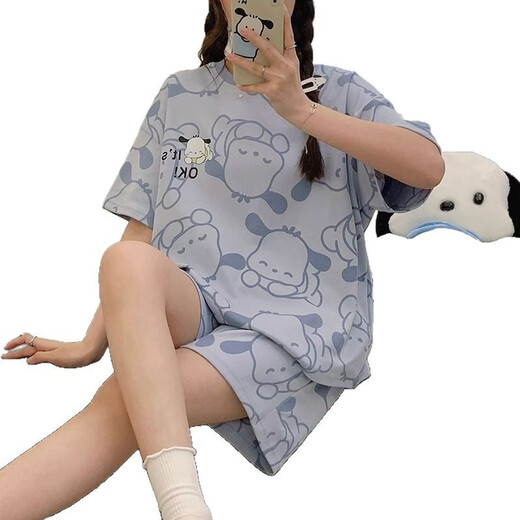 Jingpufei großer dünner Cartoon-Pyjamas für Frauen im Sommer kurzärmelig süße Hauskleidung kann außerhalb von Guangzhou dreizehn 683 Schlafhund 2xl [vorgeschlagen 125-150jin [Jin gleich 0,5 kg]] getragen werden.