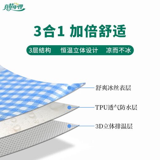 真情护理隔尿垫成人防水隔尿垫大尺寸老人用可洗反复用加厚防水防尿床单 【夏季凉席款】蓝白格90*200cm