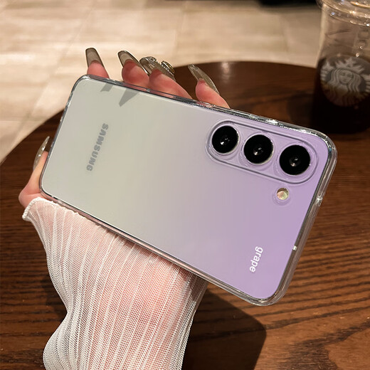 晨京 适用三星S25手机壳渐变纯色GalaxyS24新款透明S23镜头全包S22+套创意个性简约软硅胶24ULTRA防摔 透明-顶部渐变蓝色 三星Galaxy S25