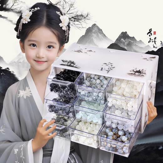 
Shangmei Beibei children's ancient style beaded gift box toys for girls birthday gifts hair accessories glass handmade DIY house play toys