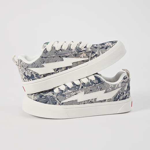 Lightning X Storm Picasso Gemälde gemeinsam von Blitzmännern und Frauenschuhen Rache Sturm kleine Duftbrotschuhe Erhöhten Paar Skateboardschuhe LS-699 Sternenhimmelblau 45