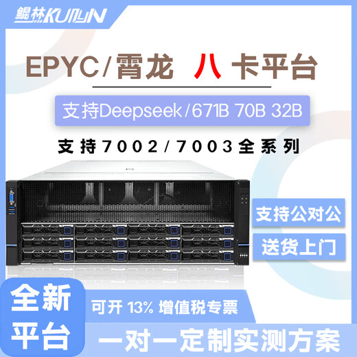 Kunlin Servidor GPU de 8 tarjetas Aprendizaje profundo AI Host Entrenamiento de modelos grandes Estación de trabajo DeepSeek AMD/EPYC de doble canal admite 4090/5090/A6000/L20/L40. Para soluciones personalizadas, póngase en contacto con el servicio de atención al cliente.