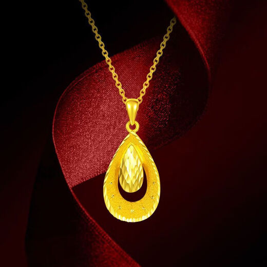 OINE gold pendant pure gold 999 phoenix tail pendant female gold water drop pendant light luxury trend gift girlfriend old Lao Fengxiang same style 0.05g