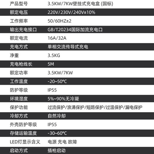 BYD BYD charging pile 7kw original manufacturer's charging column is suitable for Qin, Han, Tang, Song and Yuan Dynasties seal dolphin destroyer BYD 7kW5m gun line does not include installation, swipe card start/plug and play dual use