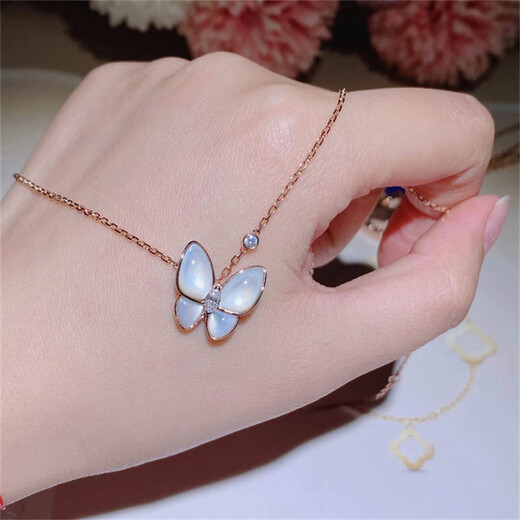 Yadige 18k rose gold gold butterfly mother-of-pearl necklace marquise platinum full diamond turquoise blue women's model 2024 new model mother-of-pearl butterfly