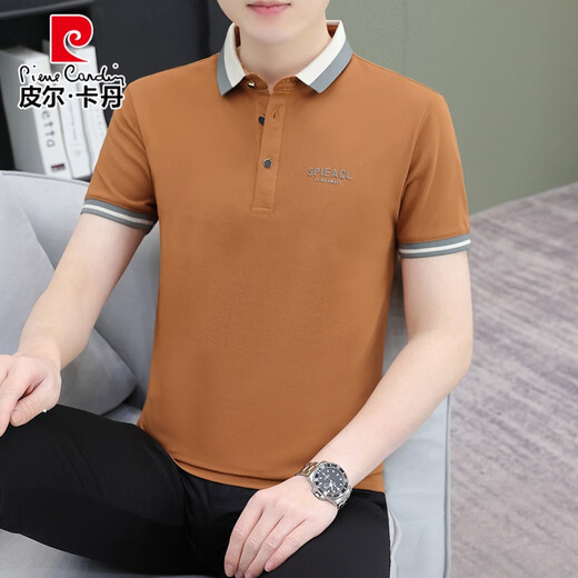 皮尔卡丹夏季短袖t恤男装潮流翻领POLO.衫纯色棉质冰丝有领T恤上衣潮 724#白色 XL (建议125-140斤)