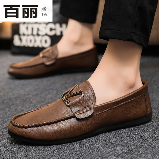 Belle Schuhe für Männer, lef doudou Lederschuhe, formelle handgefertigte Sportsschuhe britische Herrenschuhe Neue Leichtgewichte Business YL-D829 Black 39