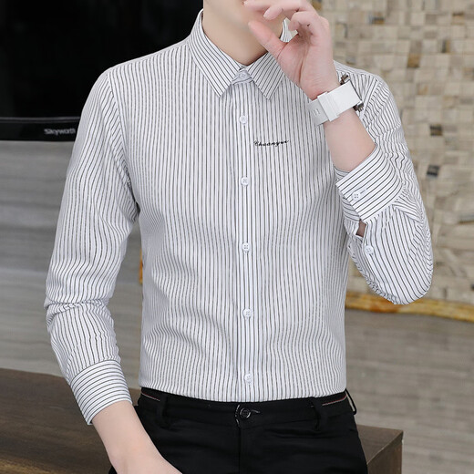 Chang Luzhu Herren leichter Luxus langärmeliges Hemd Casual Business Sticker-Zoll-Hemd Trendy Slim Fit Voicy Elastic Shirt 829 Burgundy [Jin gleich 0,5 kg