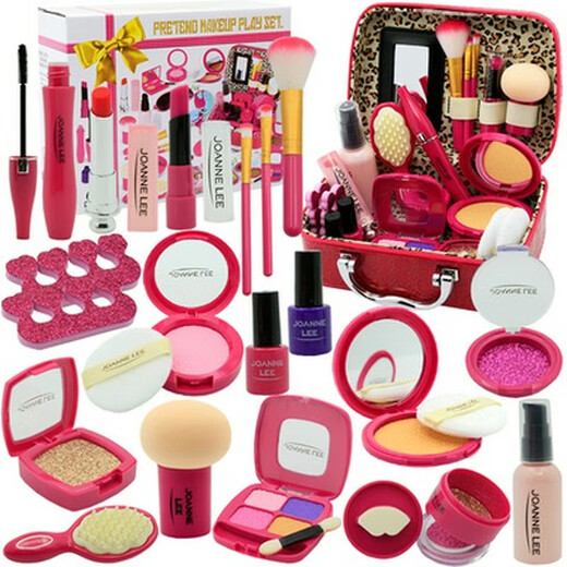 Kinder simulierte Kosmetik -Schminktisch Set Maniküre Lippenstift Mascara Beauty Box Girl Toy Gift Box -Schminktisch Set mit leichten Spiegel