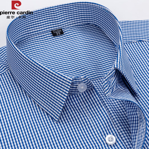 皮尔卡丹（pierre cardin）夏季棉质男士短袖衬衫中年商务休闲条纹免烫衬衣男爸爸装 6627 38