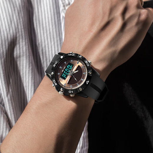 SHISHIMEI Watch Men's Solar Energy Fashion Fashion Fashion Sports Impermeable Natación Doble exhibición Electrónico Luminoso 1049-Negro