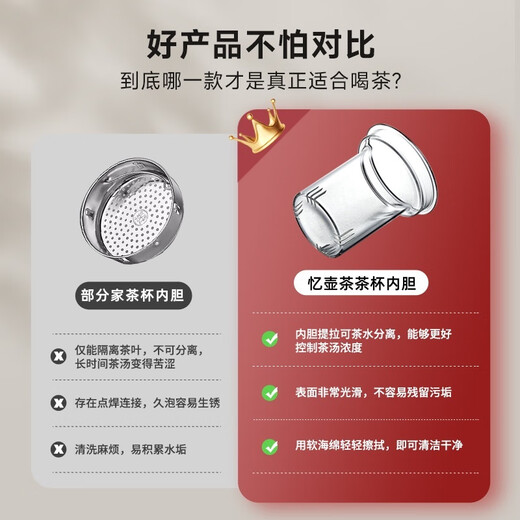 Yipot tea brewing cup tea water separate cup water cup men's tea cup personal tea brewing cup glass green tea cup special price 400ML wooden cup