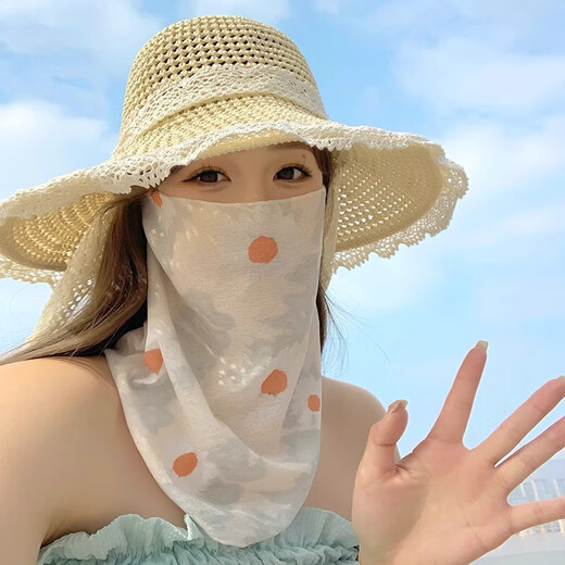 Yansitai cycling sun protection veil for women breathable ears and neck protection scarf full face neck cover for summer cycling fishing face mask [breathable style] sun protection veil (beautiful daisy) [integrated sun protection, skin-friendly and comfortable]
