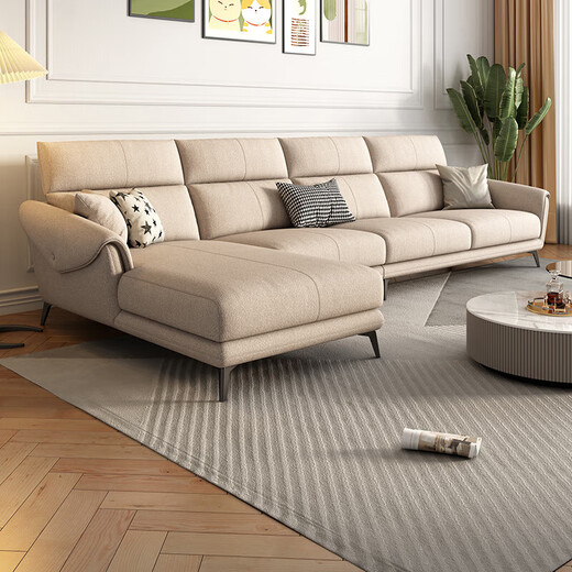 Disney tissu canapé italien léger luxe de luxe et de lin appartements dans une combinaison multi-personnes en rangée à rangs mobiliers de salon Soft Row Y753 # 3,1 mètres plus d'un siège [coton et lin] vers le bas + éponge