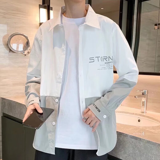 Shirt jacket men's 2025 new spring and summer style Hong Kong style trendy jacket casual loose long-sleeved jacket top 8025 black 2XL