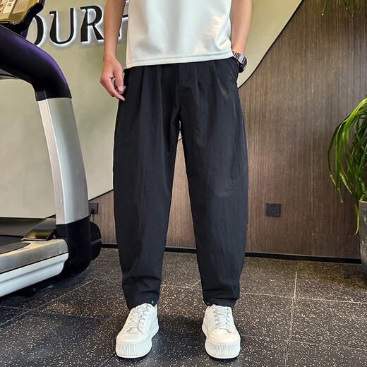 
Kurashi Ichiki Summer Thin Quick-Drying Casual Pants for Men 2025 New Fashion Brand Stylish Loose Simple Versatile Nine-Matching Harem Pants Gray XL