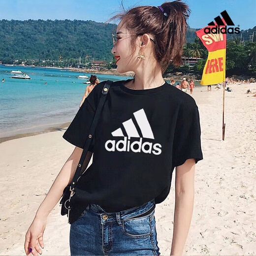Adidas Frauensportanzug 25 Sommer Neuer lässige klassische klassische, atmungsaktive kurzärmelige T-Shirt Lose Fünfviertel Hosen Shorts Zweiteiler GL0722+JE1309 S