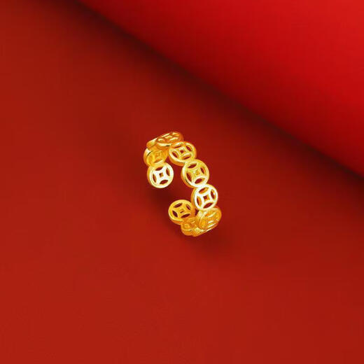 Chuhan retro ethnic copper coin ring ring to get rich and live money coin ring women's open female ring open copper coin golden opening adjustable