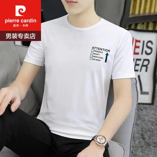 
Pierre cardin ice silk short-sleeved T-shirt men's summer trendy and versatile handsome clothes 2025 new half-sleeved T-shirt top 1421 white XL 125Jin[Jin equals 0.5 kg]-140Jin[Jin equals 0.5 kg]