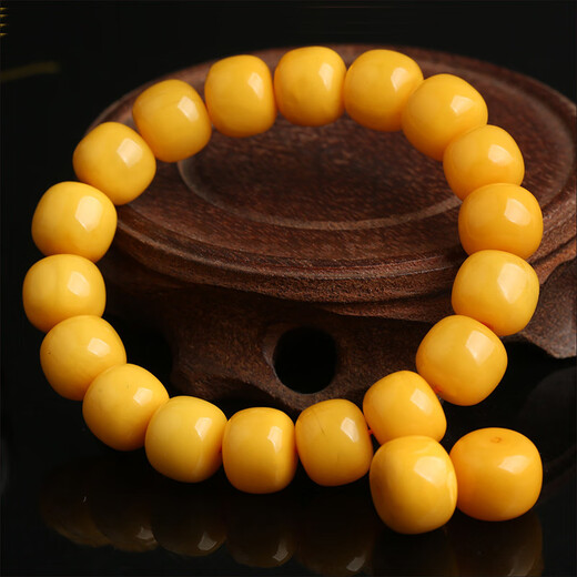 Zhuxin natural raw mineral beeswax old-style barrel beads single beads loose beads spaced beads Buddha beads bracelet single bead amber bracelet accessories diameter about 7mm single bead