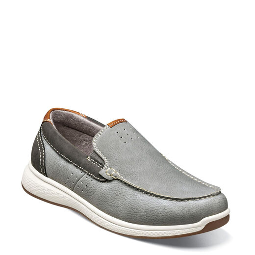 Florsheim Boys, Cross Moccasin Toe Slip-on Little and Big Kids, Gray Gray 10 Toddler
