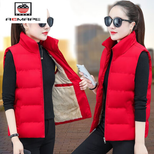 Chaleco de algodón de collar aemape para mujeres 2025 otoño e invierno Nuevo chaleco más de terciopelo clip de caballo caliente azul oscuro xb683 s s