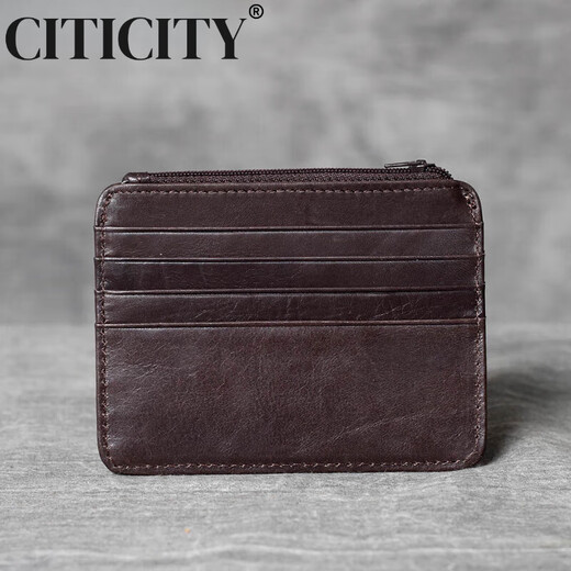 Citicity Light Luxury Brand Bag Men's Bag Card Bag de alta gama Tarra retro Top Capeta Retro Caquera Licencia de conducir Bolsa de billetera de múltiples tarjetas Café profundo