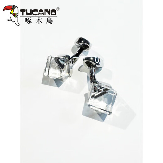 Tucano; Woodpecker Brand New Light Luxury Sugar Cube Crystal Cuff Link French Shirt Cuff Bouton Elegant Pulvyle Men's Dinner Médinage Silver carré Crystal
