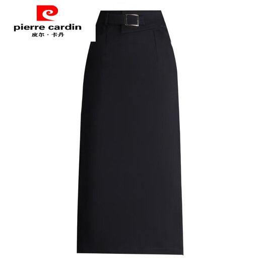 Pierre Cardin (pierre cardin) skirt women's hip skirt autumn and winter new high-waisted slim mid-length straight thickened slit one-step skirt long skirt black winter style plus velvet thickened L 106-115Jin Jin equals 0.5 kg