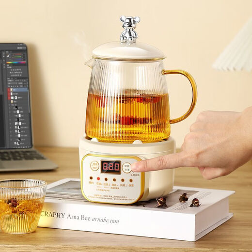 Good tool health pot full glass kettle multi-function teapot mini office teapot for one person filter separated insulation stewing pot health cup small tea flower teapot smart model 0.65L glass cup + glass tea drain