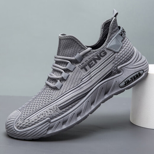 Bequeme und atmungsaktive Flying Mesh Pendler Sport Herrenschuhe für sommerliche Soft Sohle Nicht-Schlupf- und Verschleiß-resistente Laufschuhe für die Schule 9227 [Black] 42 [Sportstandardcode]