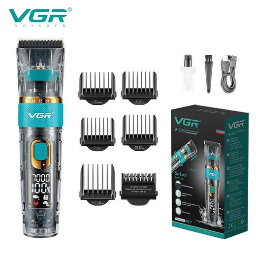 VGRVGR Electric Push Clippers Barber Shop LCD Digitale Display Transparent Hair Salon Professioneller Ölkopf herkömmliche Kopfhilfe Elektrische Schubhalt VGR695 VGR-695 Ganzkörperwäsche herkömmliche Push-Clippers