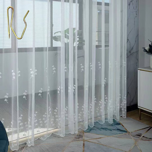 Gauze curtains, small, fresh and versatile thin models, living room, bedroom, balcony, yarn self-adhesive household, 2025 new model, Jixiang 9 (hook type), 3.5 meters wide * 2.7 meters high, 1 piece high can be shortened