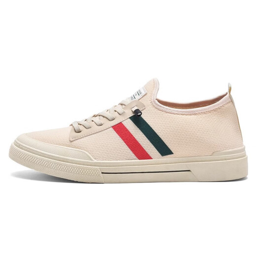 Herren -Freizeitschuhe für einen Fuß, sommer atmungsaktive dünne Leinwandschuhe, gestrickte Maschenschuhe, Freizeitbrettschuhe, Arbeitsschuhe, 828 Beige 40