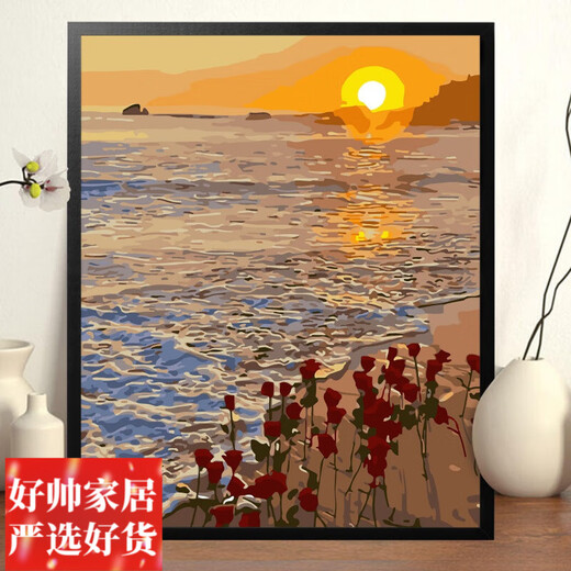 Clcey Digital Oil Painting DIY Blumenlandschaft Cartoon handbemalte Füllung handgefertigter DIY-Acrylölmalerei Dekoratives Malmal