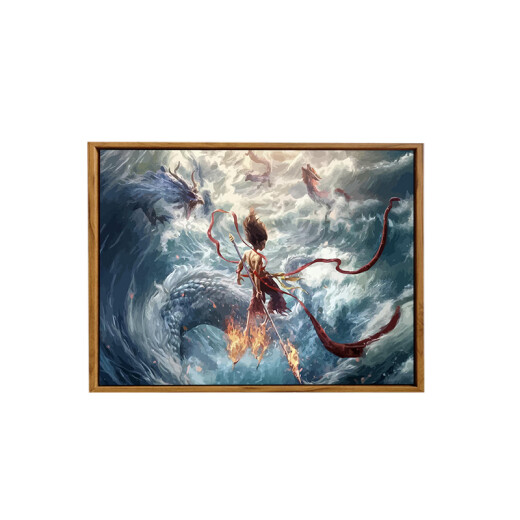 哪咤数字油画2025新款哪吒2之魔童闹海数字油画DIY手工手绘涂鸦卡 LL12140 30*40cm加厚实木内框+美观外框【