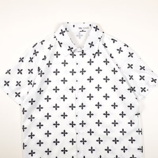 Kurzärärmungshemd Männer sommer gestreiftes Kurzärmel-Hemd Männer lässig losen Lose großärmelige trendige Blumenhemdjacke Sternmuster [Storm 681] xl