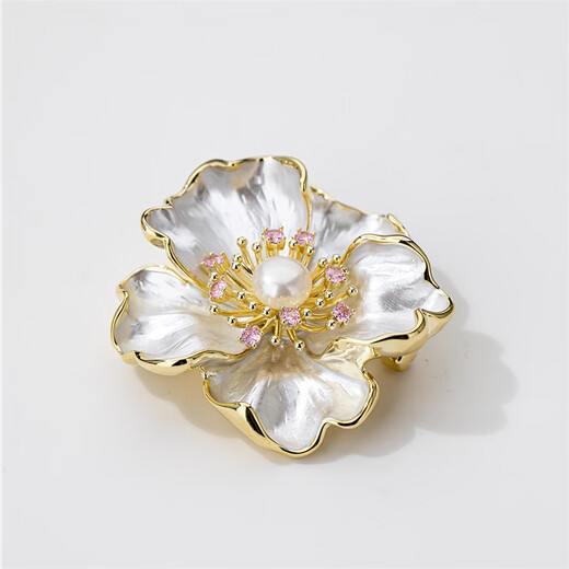 Qlady peony flower brooch, high-end female corsage, fashionable anti-exposure pin, silk scarf buckle, niche cheongsam accessories, birthday gift