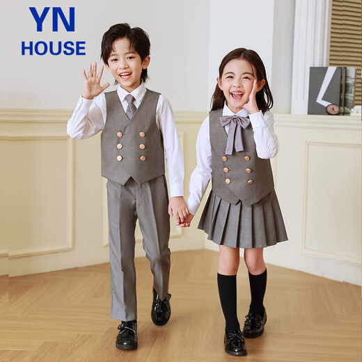 Yinuofang Kinderanzug Weste Anzug Jungen Performance Kleid Graues Kleid High-End Grey: Weste Anzug 150 cm