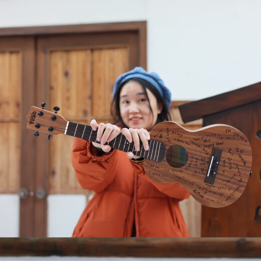 TODO尤克里里爱love系列23寸单板初学者高颜值儿童ukulele小吉他礼物 复古小桶-桃花心面侧单板